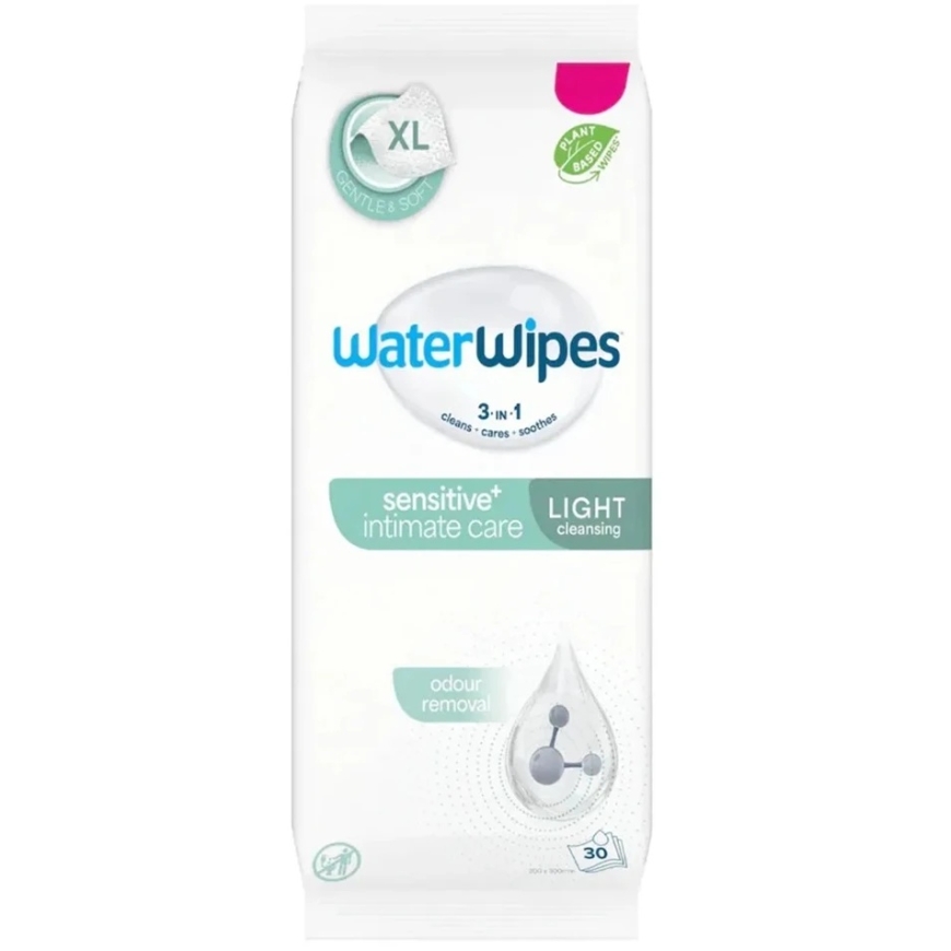 WATER WIPES "Sensitive+ Intimate Care" легкие очищающие интимные салфетки для людей с проблемами недержания, 30 шт.