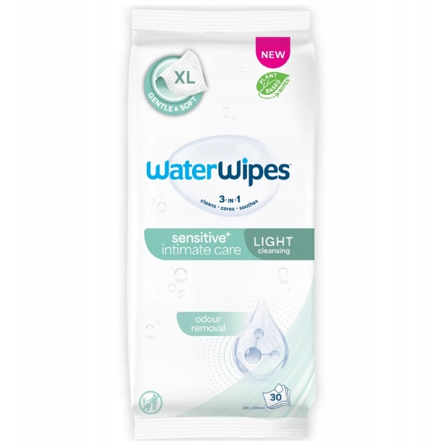 WATER WIPES "Sensitive+ Intimate Care" легкие очищающие интимные салфетки для людей с проблемами недержания, 30 шт. – 2