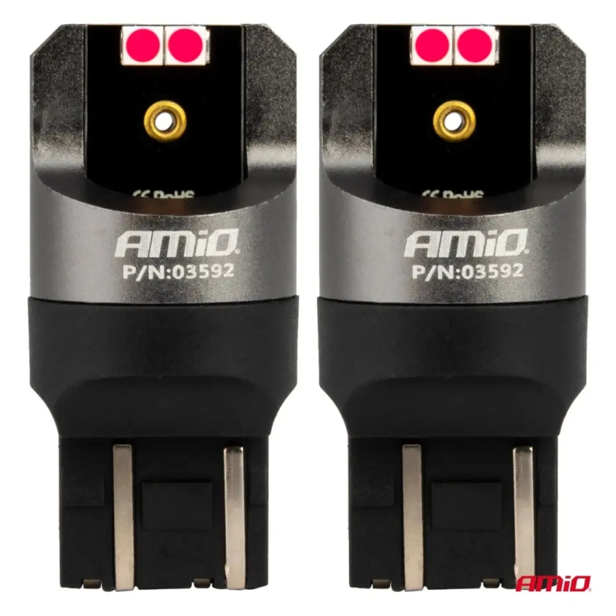 Светодиодные лампы CANBUS PRO серии 7443 W21/5W 4x3030 SMD, красные, 12/24V AMIO-03592 – 2