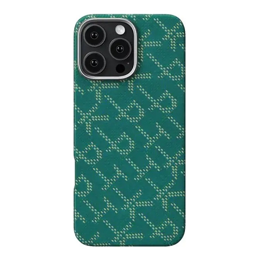 Pitaka Tactile Woven Case, PTK Roheline/Kuld - iPhone 16 Pro