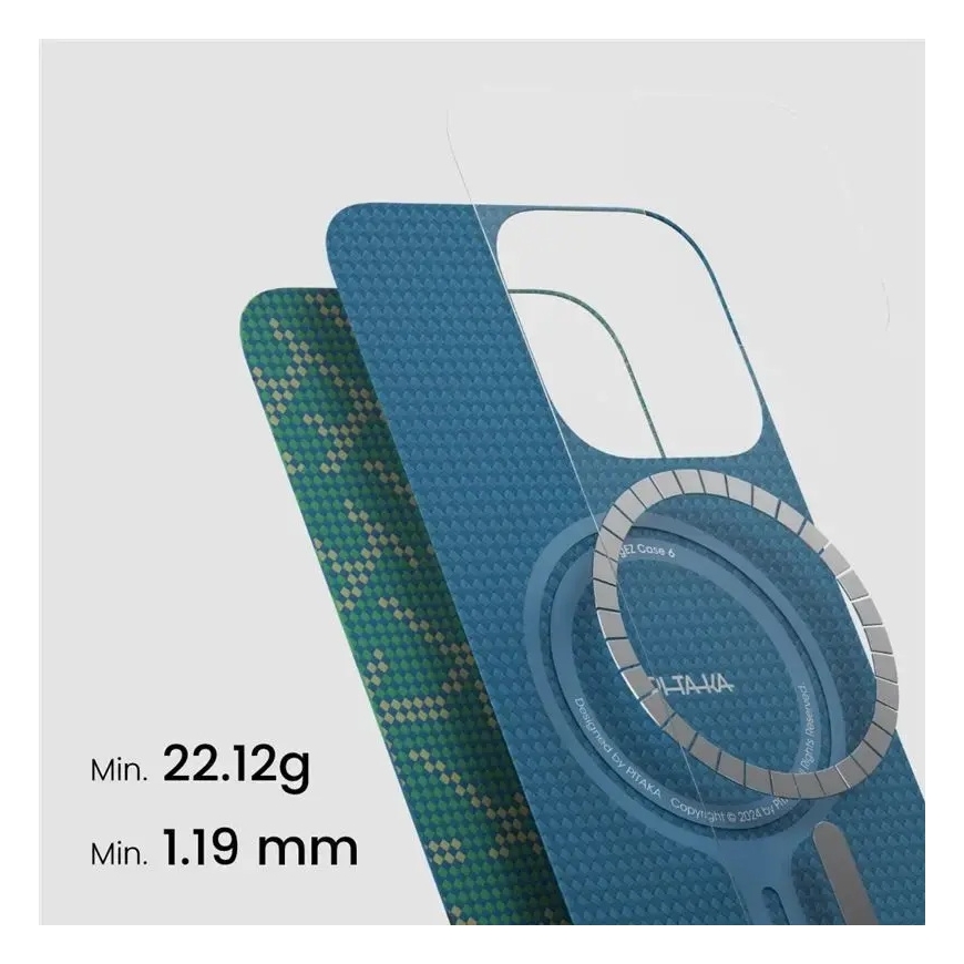 Pitaka Tactile Woven Case, PTK Green/Gold - iPhone 16 Pro – 3