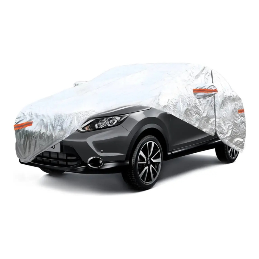 ALUMINIUM CAR COVER with ZIP, REFLECTIVE, 120g + cotton,Silver, size: SUV/VAN L