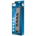 "Philips" удлинитель с защитой от перенапряжений, 2 м, 4 розетки, 1xUSB-C, 2xUSB-A, PD 20 W / qc 18 W, защита от перенапряжений "Philips" удлинитель с защитой от перенапряжений, 2 м, 4 розетки, 1xUSB-C, 2xUSB-A, PD 20 W / qc 18 W, защита от перенапряжений