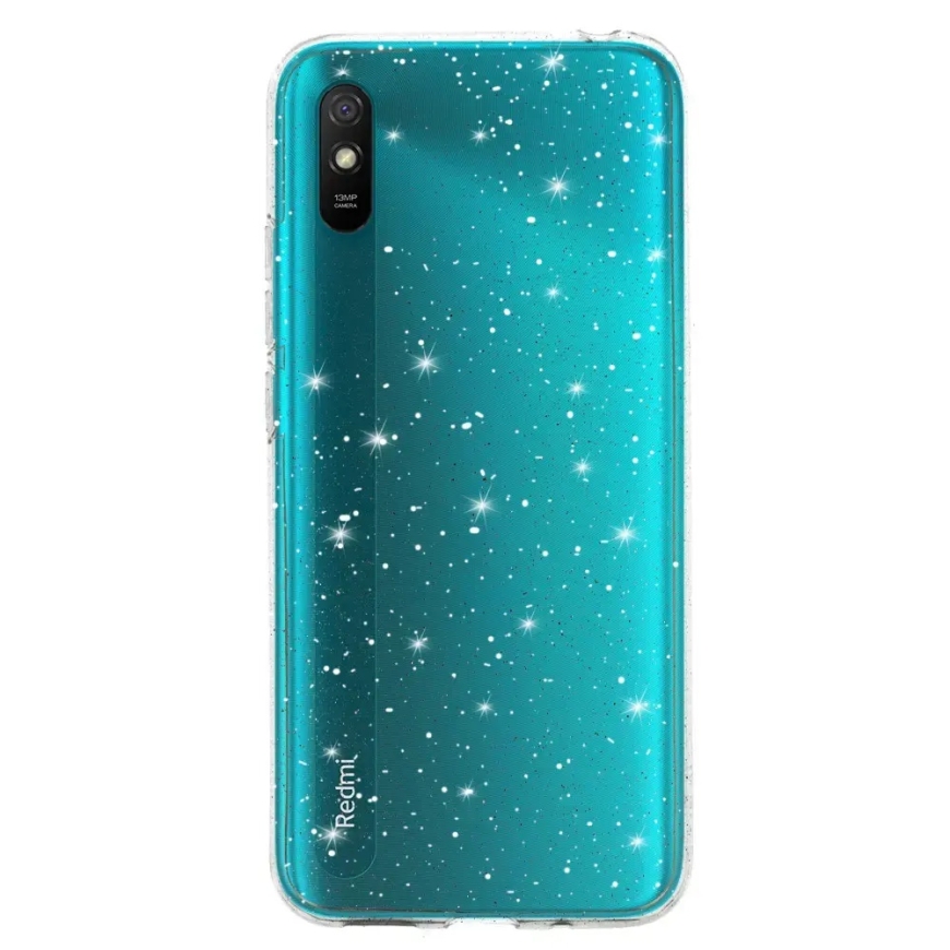 Krištolinis blizgus dėklas Xiaomi Redmi 9A Sidabrinis – 2