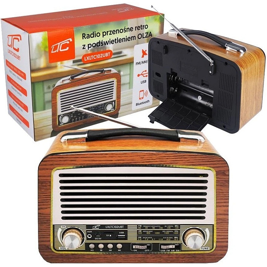 Olza LTC 102UBT Kannettava Retro-Radio Taustavalolla FM/AM/SW USB Bluetooth – 2