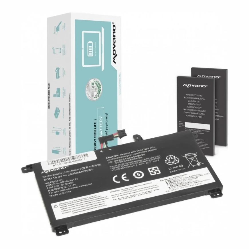 Movano "Lenovo ThinkPad T570 T580 P51s" 01AV493 akumulators - 2000 mAh (30 Wh)