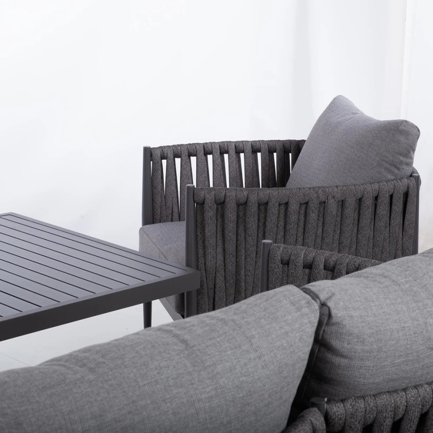 Ulkokalustekokoelma Home4You „Puutarha“ kalustekokoelma „BRISTOL“: pöytä, sohva ja 2 tuolia, harmaa väri – 3