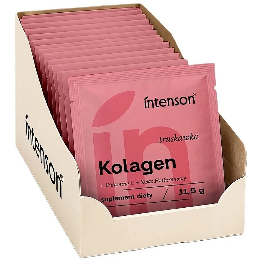 Intenson Collagen + Vitamin C + Hyaluronic Acid Dietary Supplement, Strawberry Flavor, 20 x 11.5 g