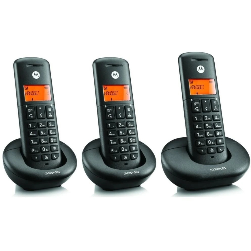 Motorola E203 bezvadu fiksētās tālruņu komplekts, 3 gab., melns – 3