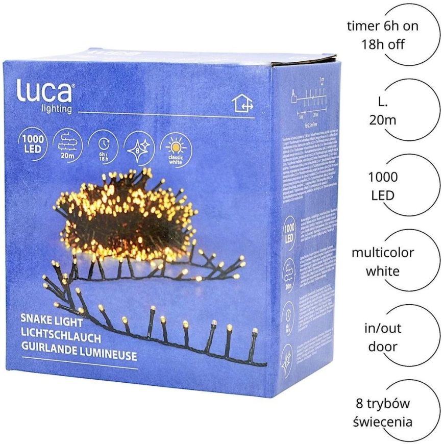 EDELMAN Ziemassvētku gaismas Luca Gaismas virtene 1000 LED ar taimeri balta – 3