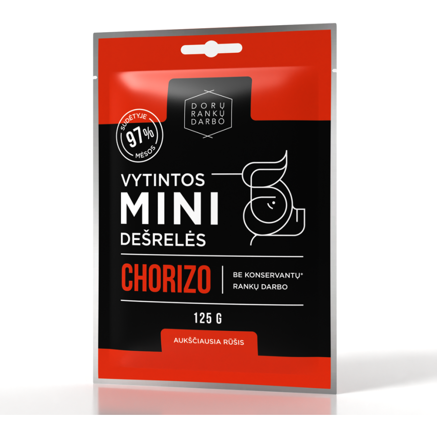 Žāvētas cūkas mini desiņas Chorizo, DORA, 125 g