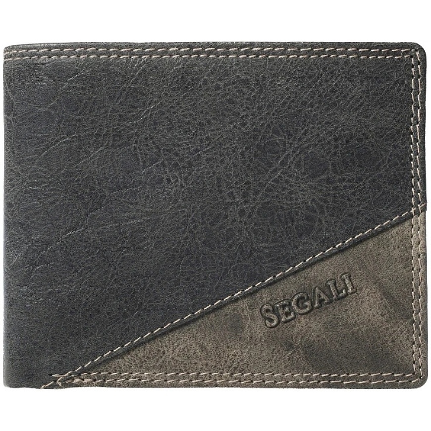 Segali Men's Leather Wallet 1301K lunar black
