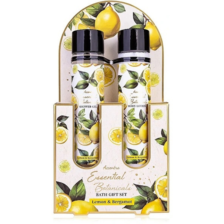 "Accentra" vannitarvete komplekt "ESSENTIAL BOTANICS" sidruni- ja bergamoti tuubid kingituskastis, dušigeel 60 ml, kehakreem 60