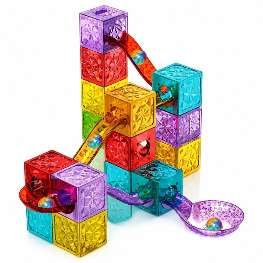 Lean Toys Magneettirakennussarja palloradalla, värikäs, 28 osaa – 3
