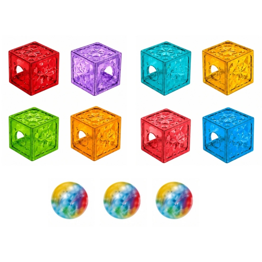 Lean Toys Magnetinis konstruktorius su kamuoliukų trasa, spalvotas, 28 dalių – 5