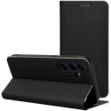 Oem Luna „Book Carbon“ dėklas su klapčiu, skirtas „Samsung S26 FE“, juodas