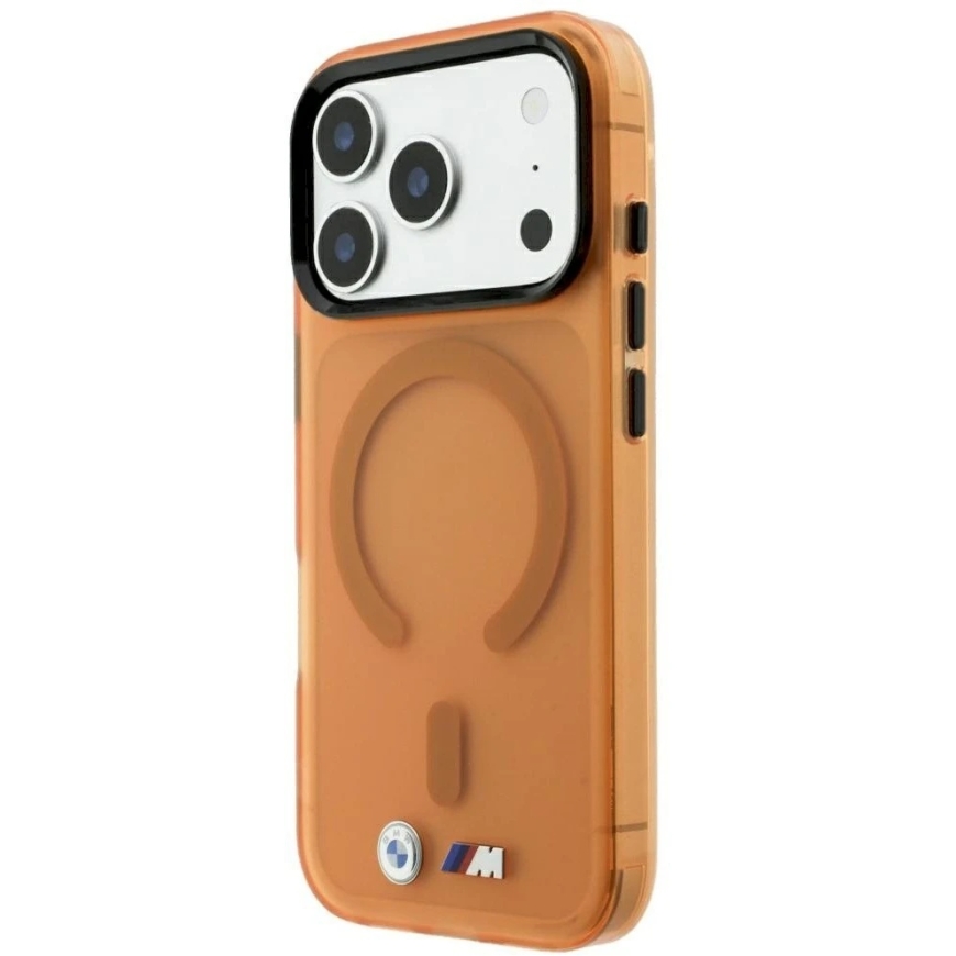 Чехол BMW M IML Frosted Metal Logo & Trims MagSafe для iPhone 17 Pro / 18 Pro – Оранжевый – 3