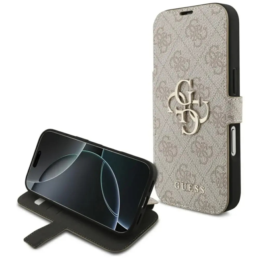 Guess 4G Metal Logo raamatutüüpi telefoni ümbris iPhone 18 Pro | iPhone 17 Pro roosa