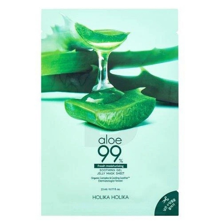 Holika Holika Aloe 99% Soothing Gel Jelly Mask Sheet восстанавливающая маска для лица на основе геля с алоэ, 23 мл – 2