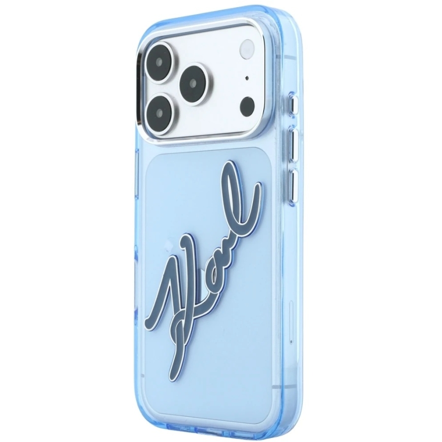 Чехол Karl Lagerfeld IML Big Signature с металлической рамкой для iPhone 17 Pro / 18 Pro - Синий – 4