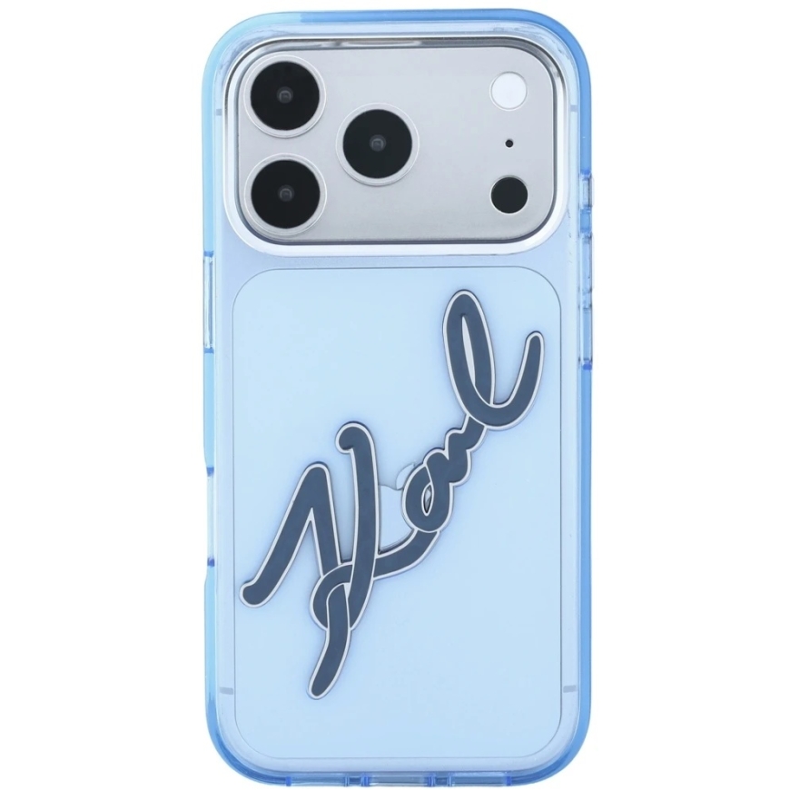 Чехол Karl Lagerfeld IML Big Signature с металлической рамкой для iPhone 17 Pro / 18 Pro - Синий – 5