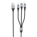 Hoco X102 3-in-1 провод для передачи данных и зарядки | USB-A на Lightning, Micro USB, USB-C | 12W | 1m | чёрный Hoco X102 3-in-1 провод для передачи данных и зарядки | USB-A на Lightning, Micro USB, USB-C | 12W | 1m | чёрный