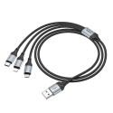 Hoco X102 3-in-1 data transfer and charging cable | USB-A to Lightning, Micro USB, USB-C | 12W | 1m | black Hoco X102 3-in-1 data transfer and charging cable | USB-A to Lightning, Micro USB, USB-C | 12W | 1m | black