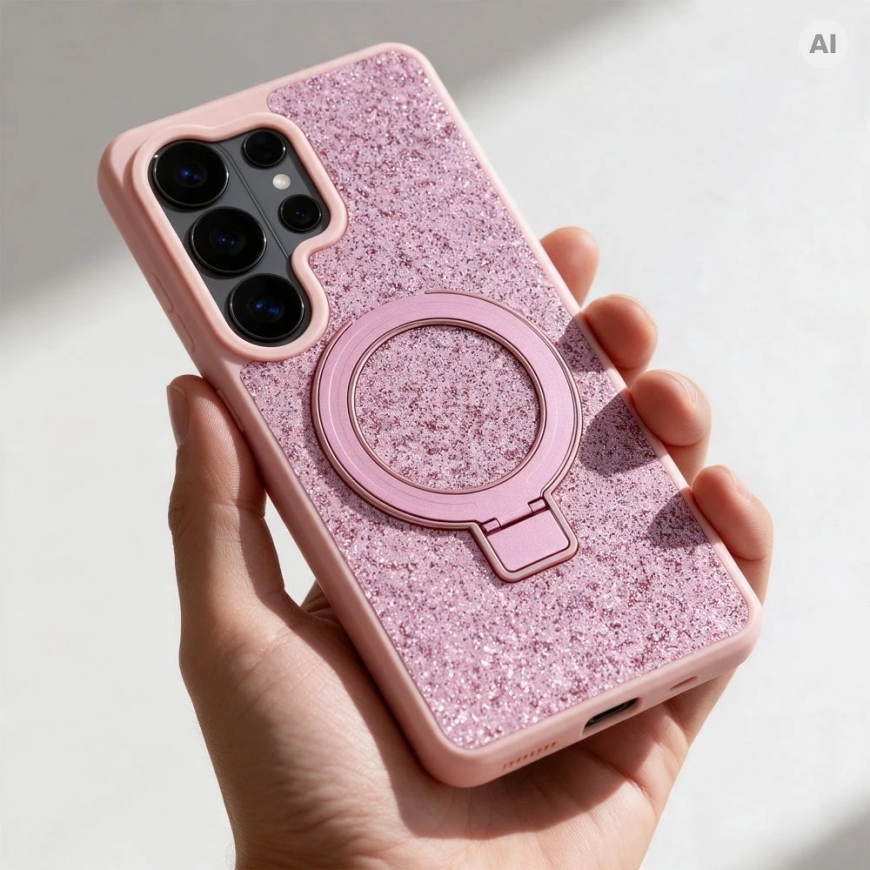 Dėklas na Samsung S26 Ultra Quartz Circle Stand Mag Cover rožinė – 3