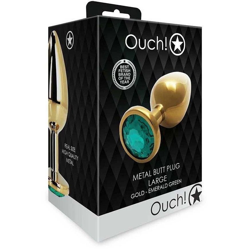 Ouch By Shots Ouch! Золотой МЕТАЛЛИЧЕСКИЙ АНАЛЬНЫЙ ПЛАГ С АЛМАЗОМ 7 СМ ВОДОНЕПРОНИЦАЕМЫЙ