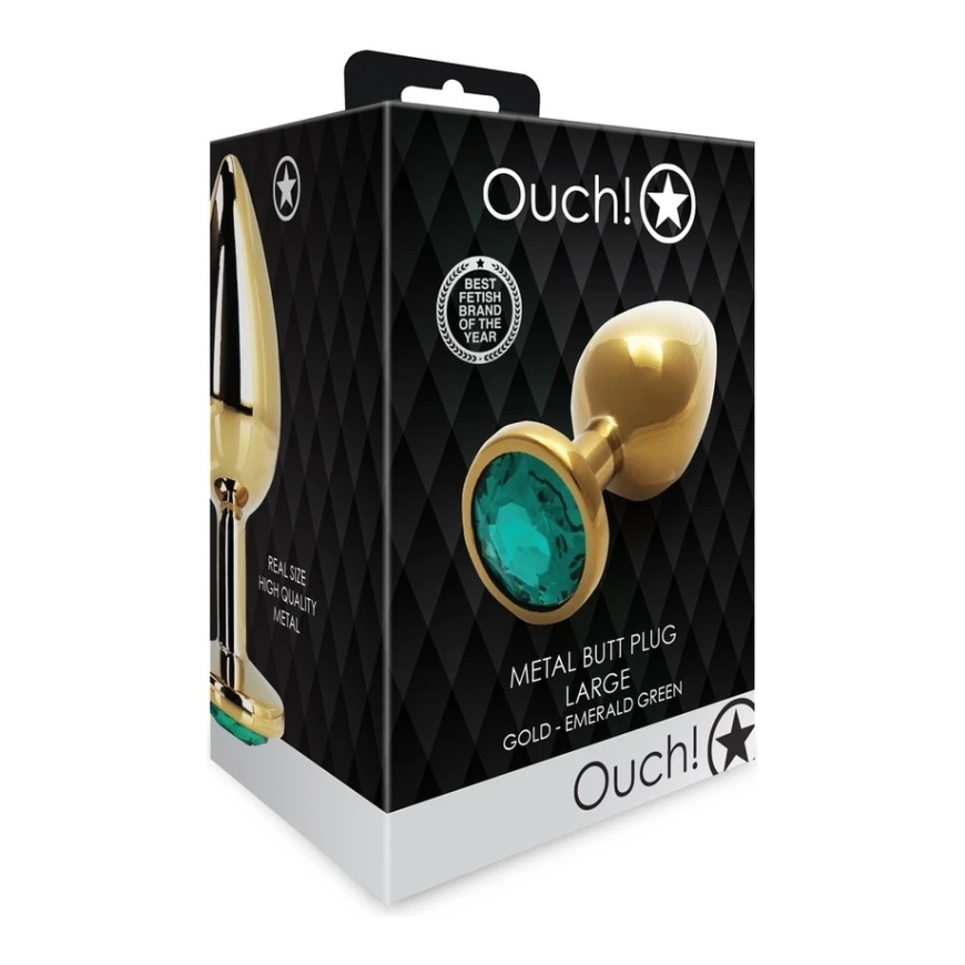 Ouch By Shots Ouch! Auksinė METALOWY KOREK ANALNY PLUG Z DIAMENTEM 7 CM WODOODPORNY – 4