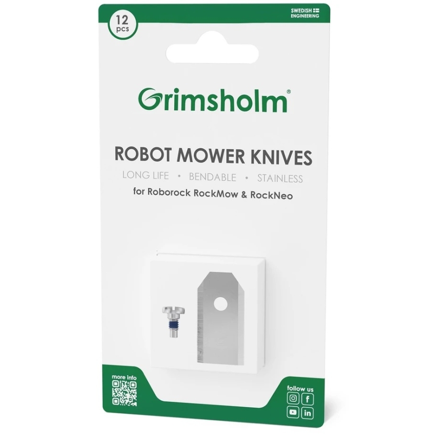 Grimsholm blades for Roborock RockMow, RockNeo robotic lawn mower, 12 pcs.