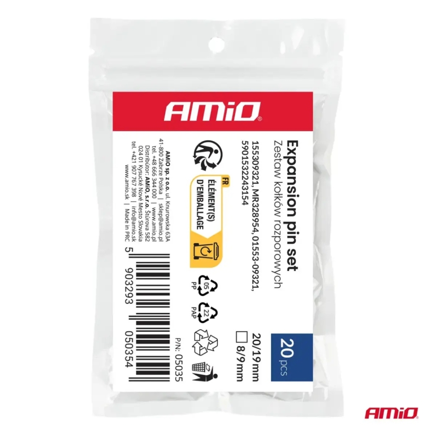 Laajennussarja 20 mm 19 mm 8 mm ⌀ 9 mm, 20 kpl. AMIO-05035 – 3