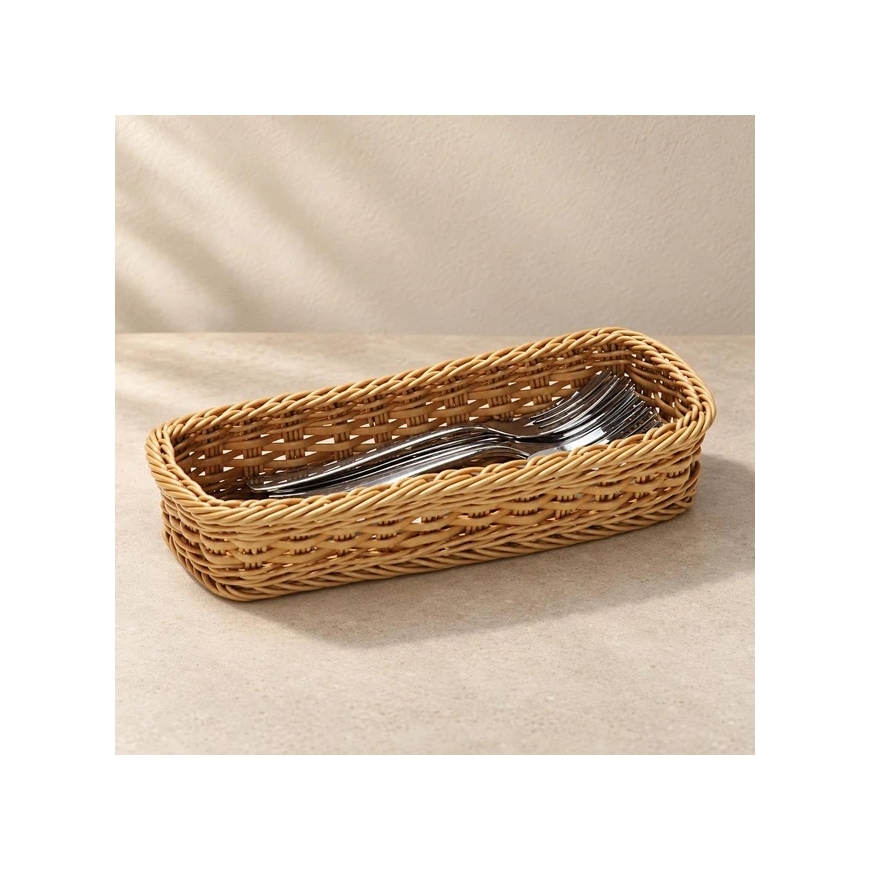 Cutlery basket, serving dish, brown, 28 x 11.5 cm, Kesper – 5