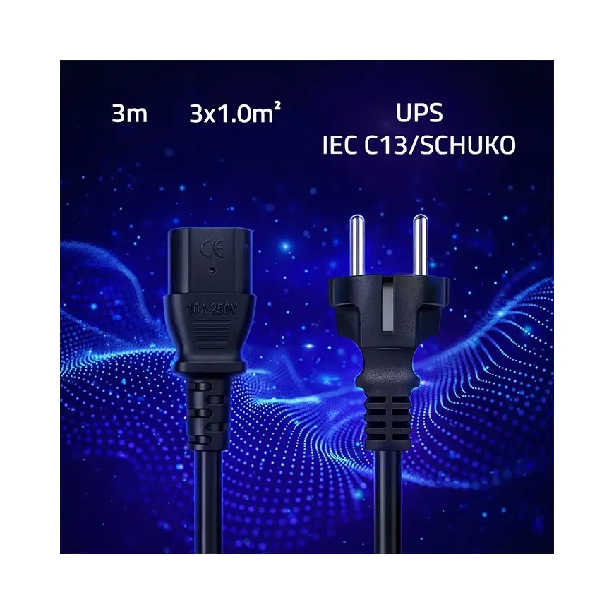 Кабель питания Qoltec SCHUKO | IEC C13 | CEE 7/7 | 3x1.00mm² | Чистая медь Cu | 3м – 2