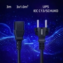 Qoltec Power cable SCHUKO | IEC C13 | CEE 7/7 | 3x1.00mm² | Pure copper Cu | 3m Qoltec Power cable SCHUKO | IEC C13 | CEE 7/7 | 3x1.00mm² | Pure copper Cu | 3m