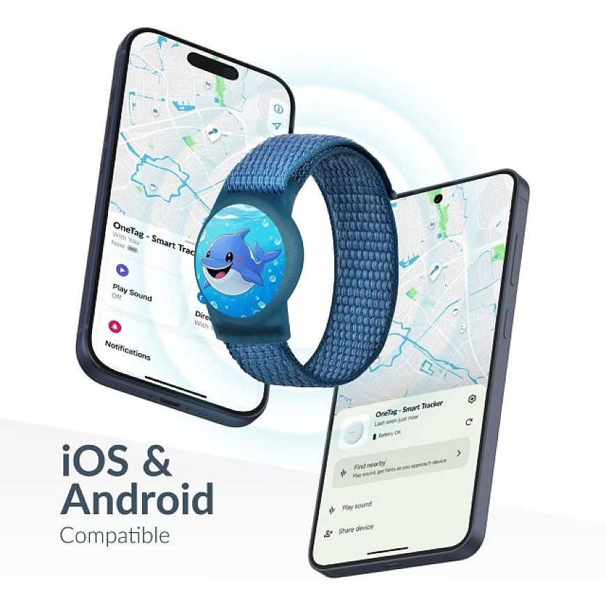 Beeep OneTag Apple Find My & Android jälgija - Laste randmerihm Velcro Delfiin – 2