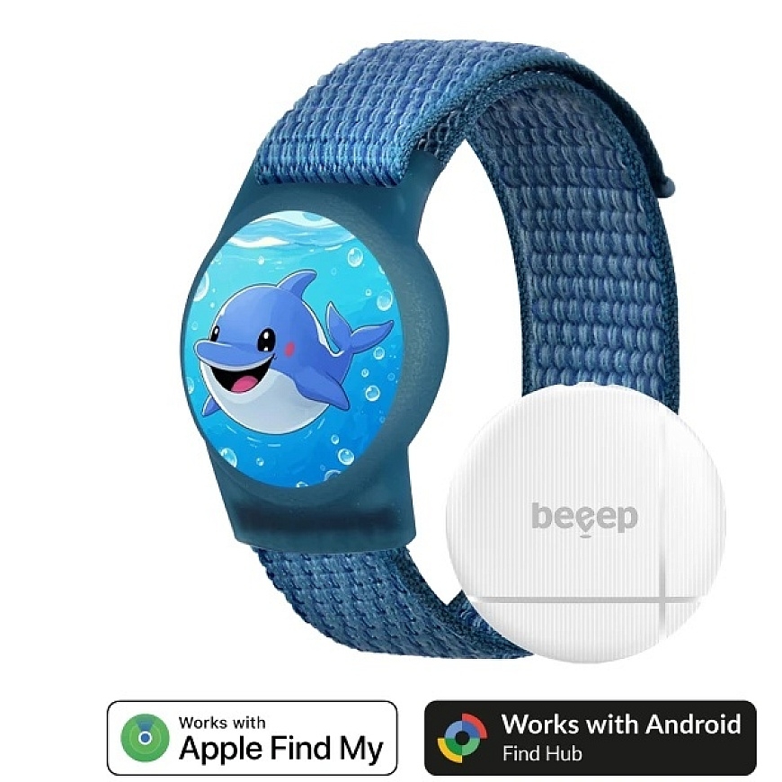 Beeep OneTag Apple Find My & Android Tracker - Kids Wristband Velcro Dolphin – 4