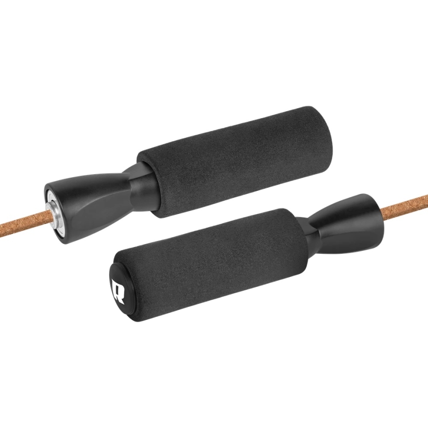 Leather boxing skipping rope with foam handle and metal bearing, 2.8 m, adjustable, REBEL ACTIVE – 5