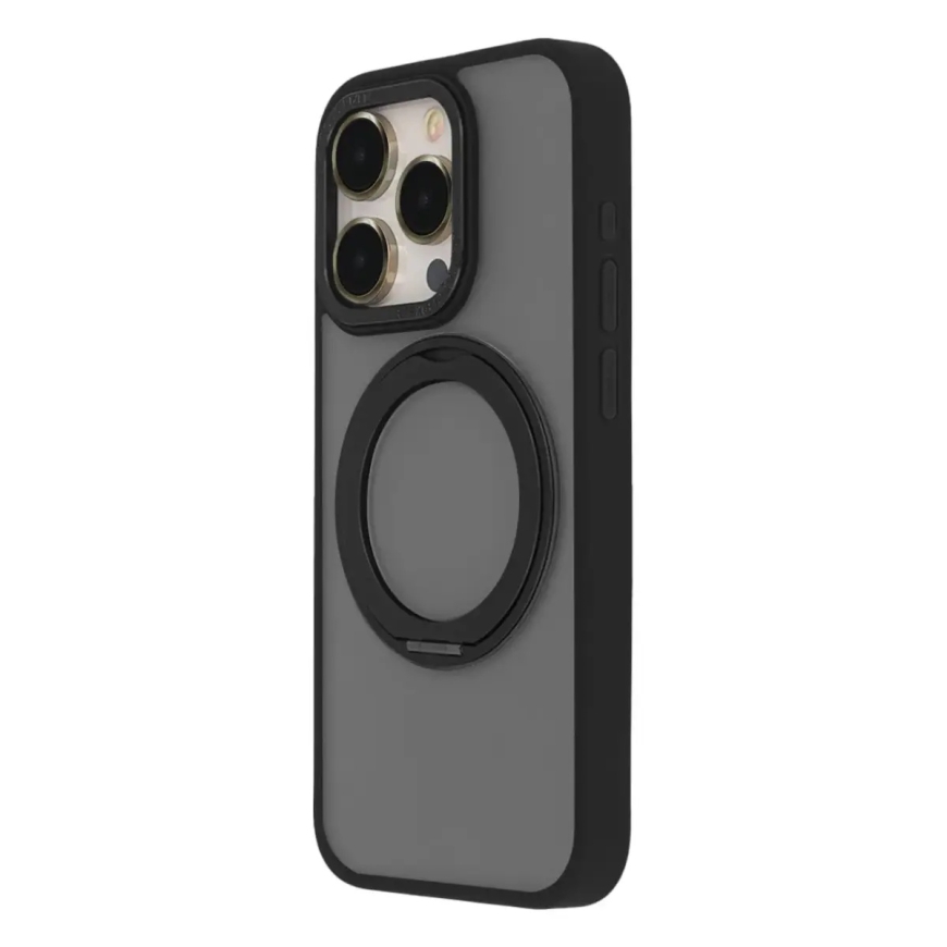 Secure Spinning Mag maciņš un statīvu telefonam iPhone 15 Plus melns