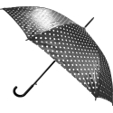 LONG SEMI-AUTOMATIC UMBRELLA WITH A RETRACTABLE HANDLE Black WITH WHITE DOTS SEMI LINE LONG SEMI-AUTOMATIC UMBRELLA WITH A RETRACTABLE HANDLE Black WITH WHITE DOTS SEMI LINE