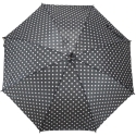 LONG SEMI-AUTOMATIC UMBRELLA WITH A RETRACTABLE HANDLE Black WITH WHITE DOTS SEMI LINE LONG SEMI-AUTOMATIC UMBRELLA WITH A RETRACTABLE HANDLE Black WITH WHITE DOTS SEMI LINE