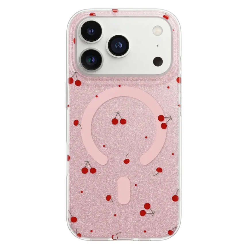 Cherry Mag Glitter telefono dėklas su MagSafe palaikymu iPhone 11 raudonas – 2