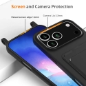 Чехол жидкий силикон для iPhone 18 Pro / 17 Pro с карманом для карт и шнурком - черный Чехол жидкий силикон для iPhone 18 Pro / 17 Pro с карманом для карт и шнурком - черный
