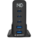 GEMBIRD 5-portine 140 W GaN USB kiirem laadija must GEMBIRD 5-portine 140 W GaN USB kiirem laadija must