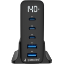 GEMBIRD 5-port 140 W GaN USB fast charger black