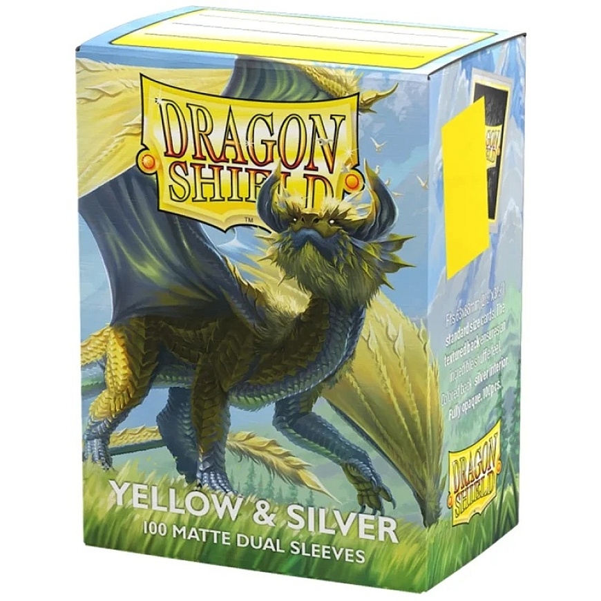 Dragon Shield: Standard Dual Sleeves: Kollane & Hõbe [Matt] (100 Mähkmeid)