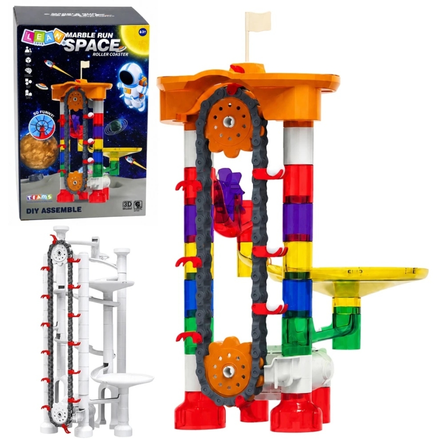 Lean Toys Konstruktor ar automātisko bumbiņu pacēlāju, daudzkrāsains, 85 daļas – 2