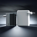 Cuktech AD1404UEU 140W GaN 3x USB-C + USB-A sieninis įkroviklis su USB-C laidu – pilkas Cuktech AD1404UEU 140W GaN 3x USB-C + USB-A sieninis įkroviklis su USB-C laidu – pilkas