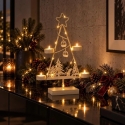 Koopman Kalėdinė dekoracija Metalinis žvakidė su LED eglutė 38 cm balta Koopman Kalėdinė dekoracija Metalinis žvakidė su LED eglutė 38 cm balta