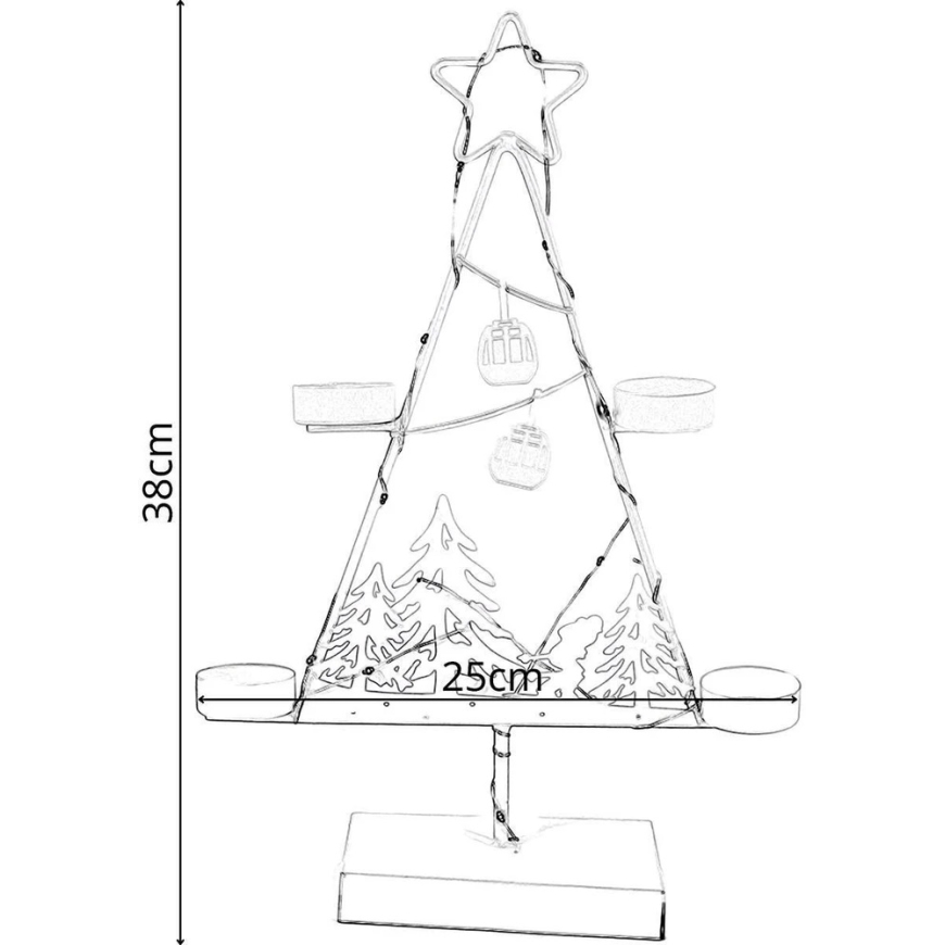 Koopman Christmas Decoration Metal Candle Holder with LED Christmas Tree 38 cm White – 3